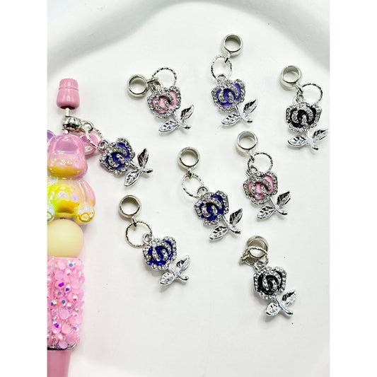Charm Chain with Rose Alloy Clear Rhinestone for Pen, Random Mix, Around 38MM