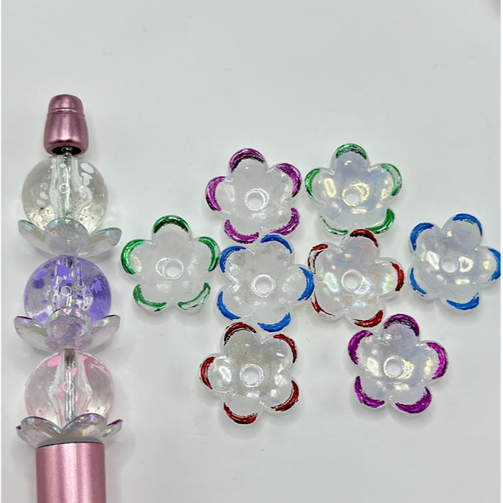 Translucent Five‑Petal Flower Acrylic Beads 20 mm Random Mix