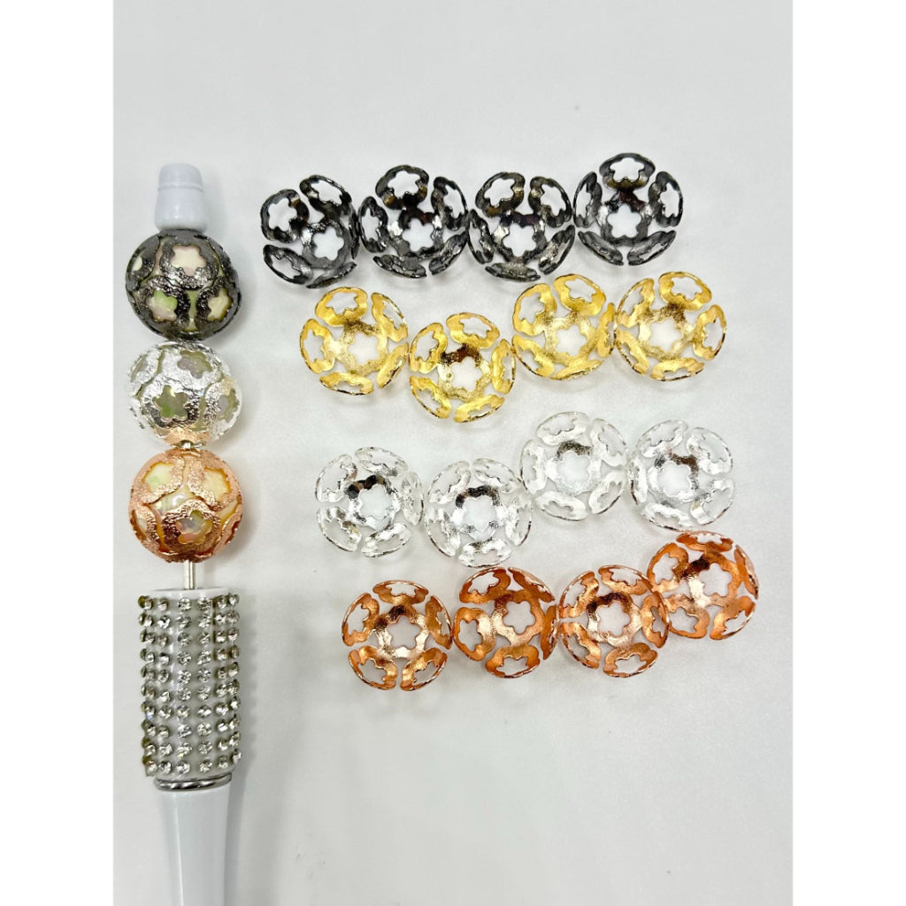 Five-petaled Flower Shape Metal Bumby Bead Cage Bead Cap for 16mm Beads, Random Mix