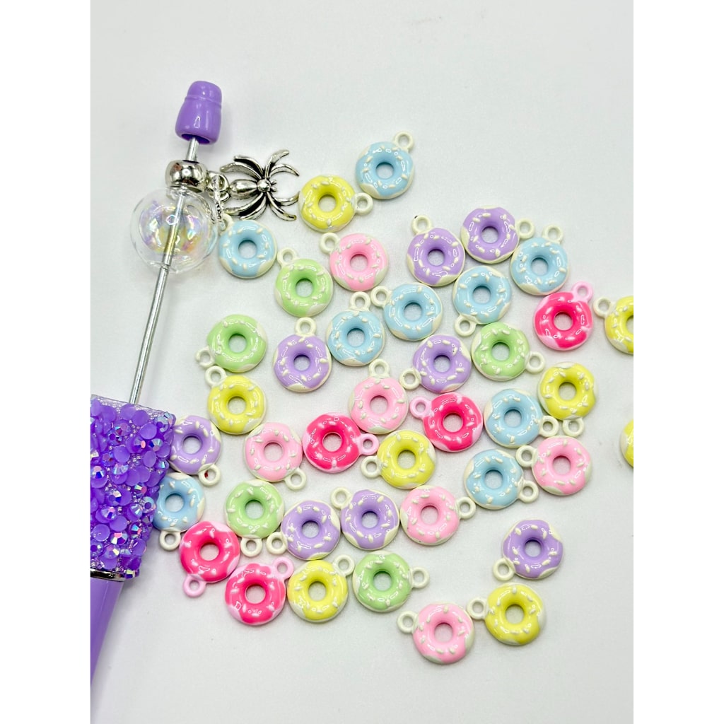 Cute Doughnut Bail Beads in Solid Color for Pen, Random Mix, 11MM