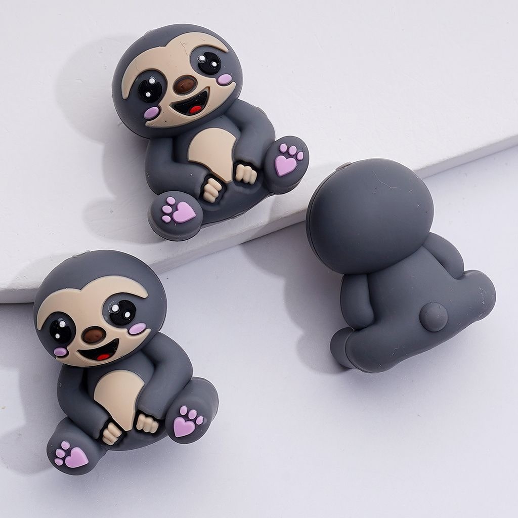 Adorable 3D Sloth Silicone Focal Beads – Lively & Unique Design