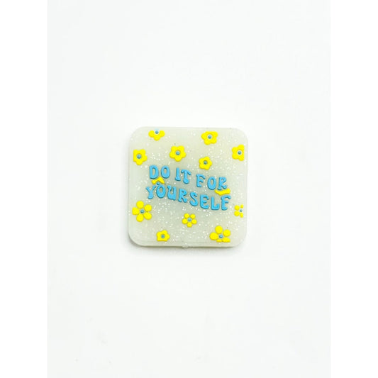 Small Yellow Flower 'Do It For Yourself' Silicone Focal Beads