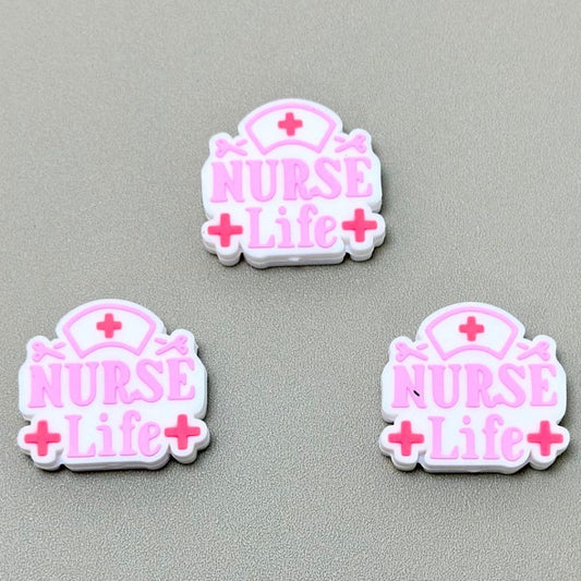 Nurse Life Hospital Pink Silicone Focal Beads