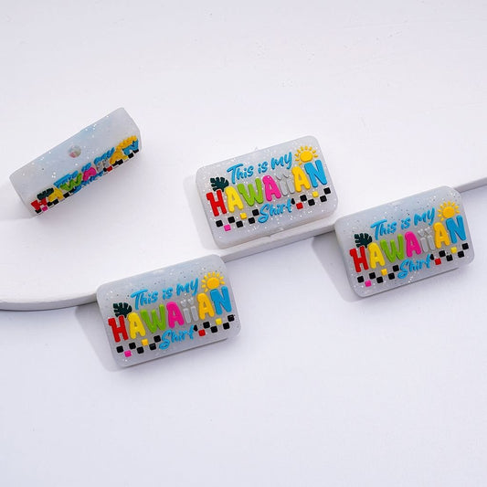 Glittery Hawaiian Shirt Silicone Focal Beads Tropical & Fun Design