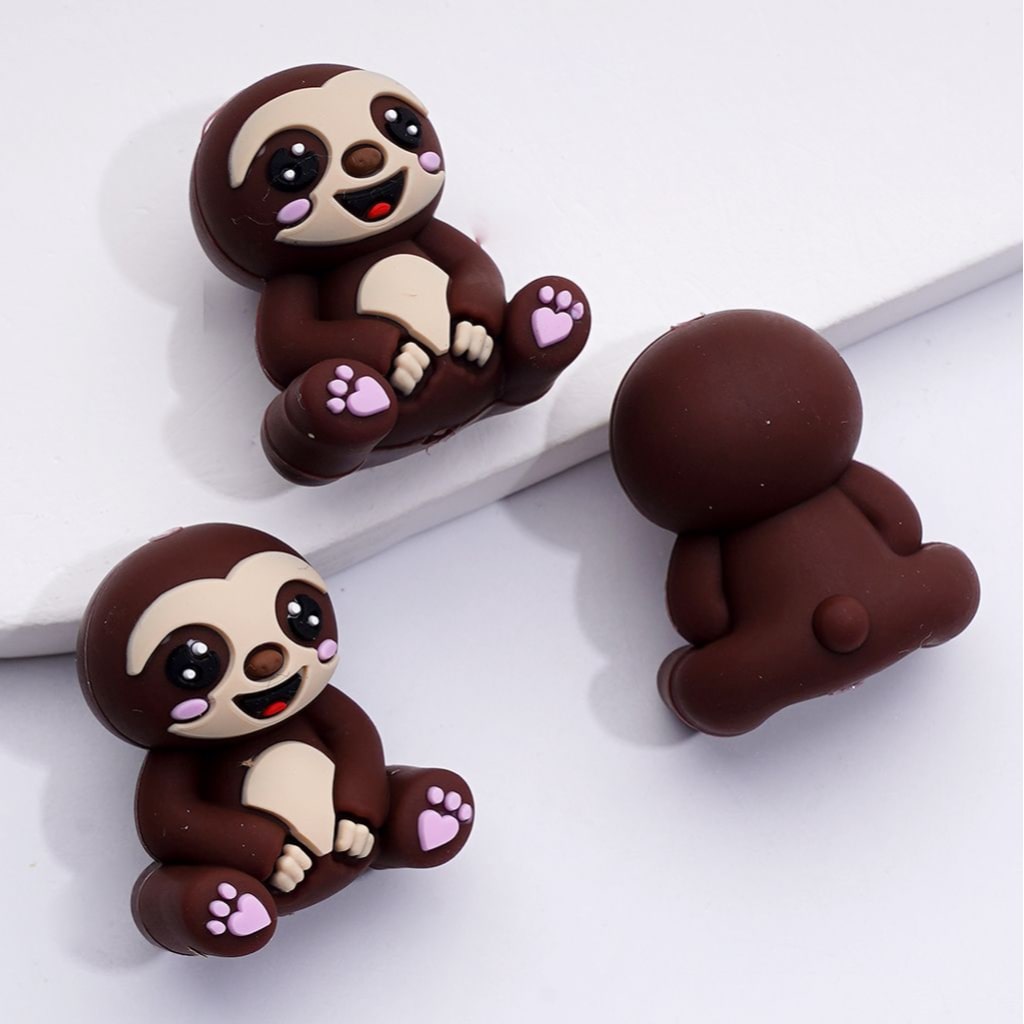 Adorable 3D Sloth Silicone Focal Beads – Lively & Unique Design