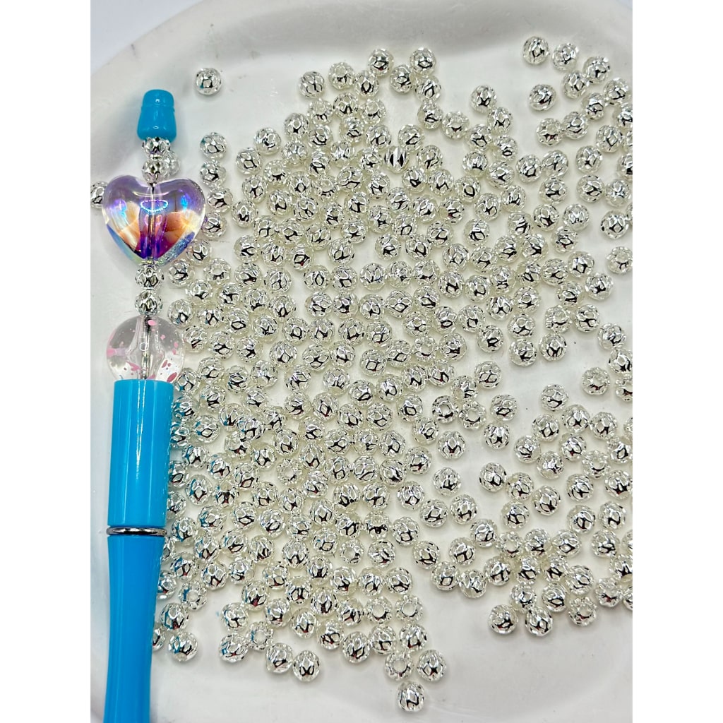 Metal Hollow Beads,6mm beads, Silver Color, Mini Size 6mm, Alloy Material