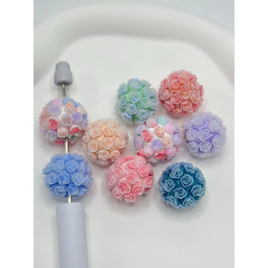 Small Flowers in Solid Colors with Round Clay Beads , 20mm, Random Mix