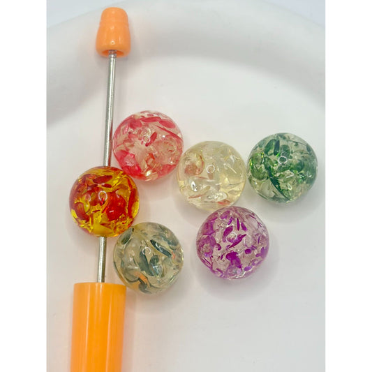 Clear Acrylic Beads with Small Broken Cute Leaves Inside, 16mm, Random Mix