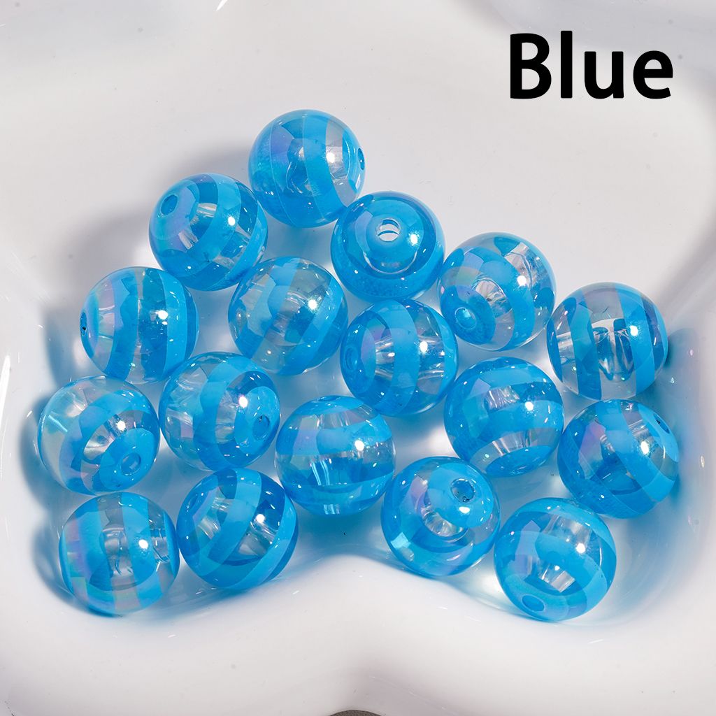 Multi-Color Swirl Stripes Clear Round Acrylic Beads 16MM (Single Color Bag of 200pcs Available)