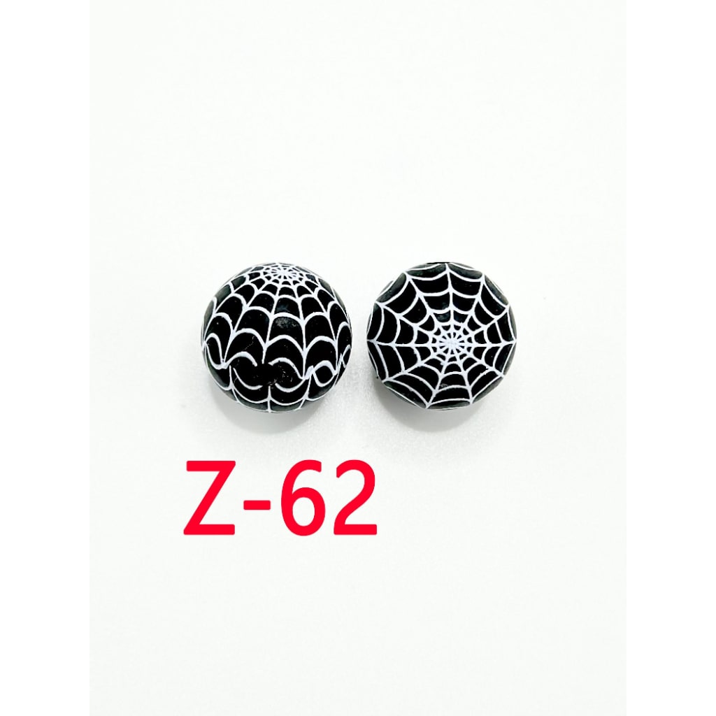Black Round Spider Net Silicone Beads 15mm, Number Z-62
