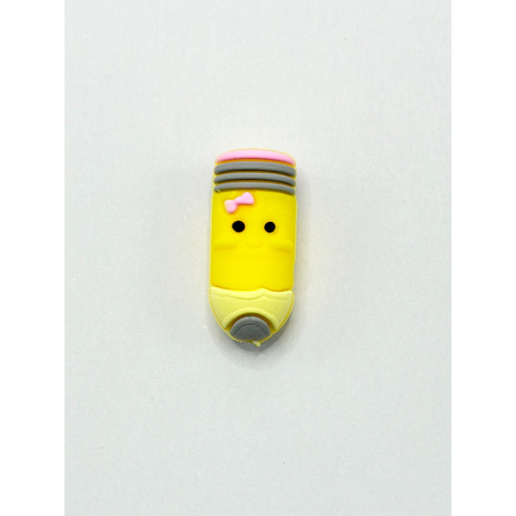 Yellow 3D Mini Cute Pencil Silicone Focal Beads