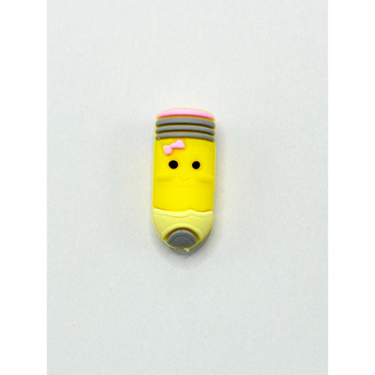 Yellow 3D Mini Cute Pencil Silicone Focal Beads