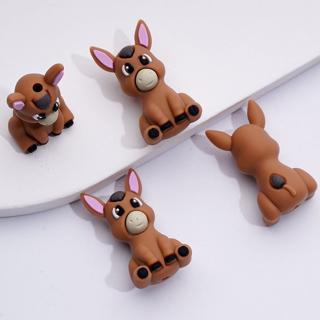 Adorable 3D Donkey Silicone Focal Beads – Playful & Unique Farmyard Design