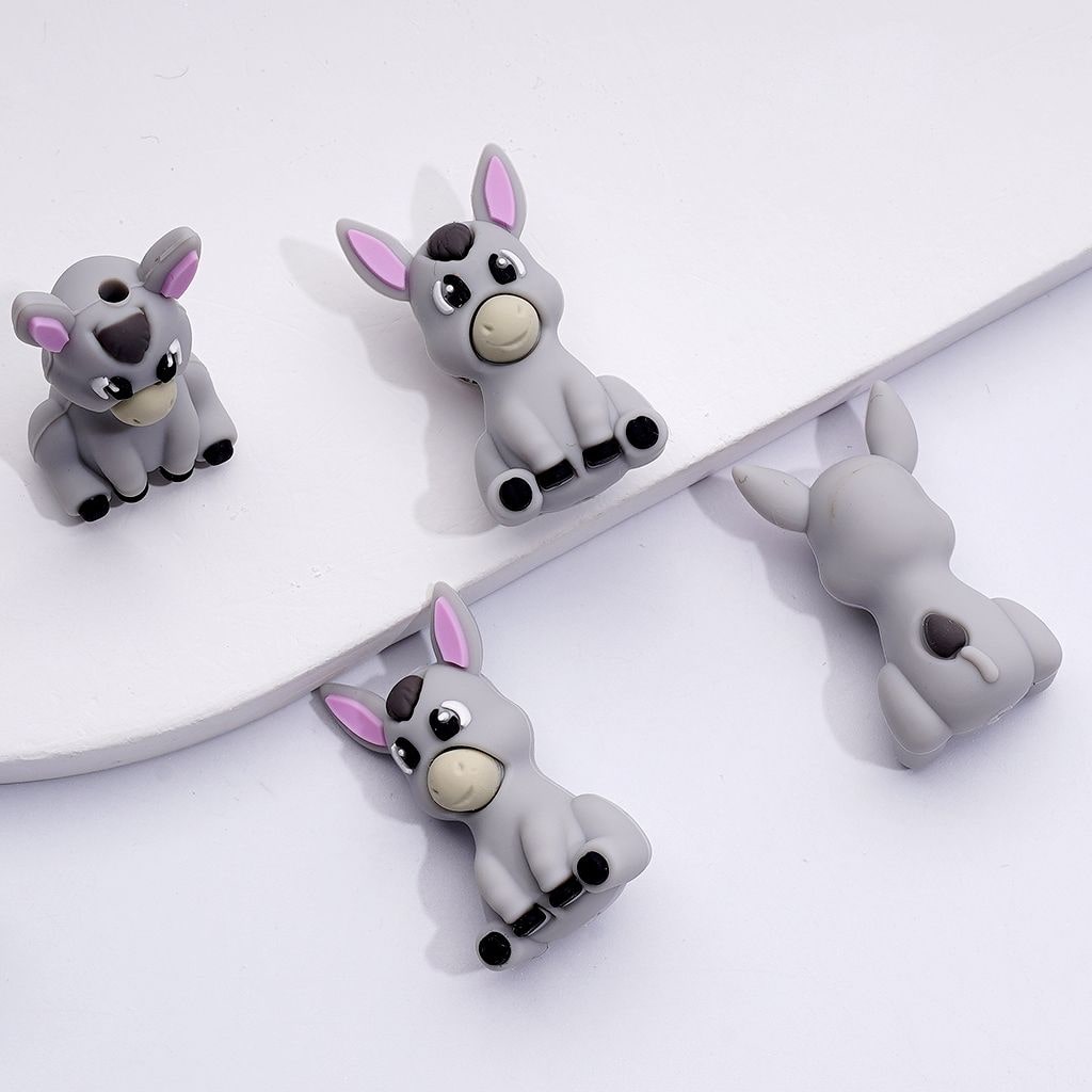 Adorable 3D Donkey Silicone Focal Beads – Playful & Unique Farmyard Design