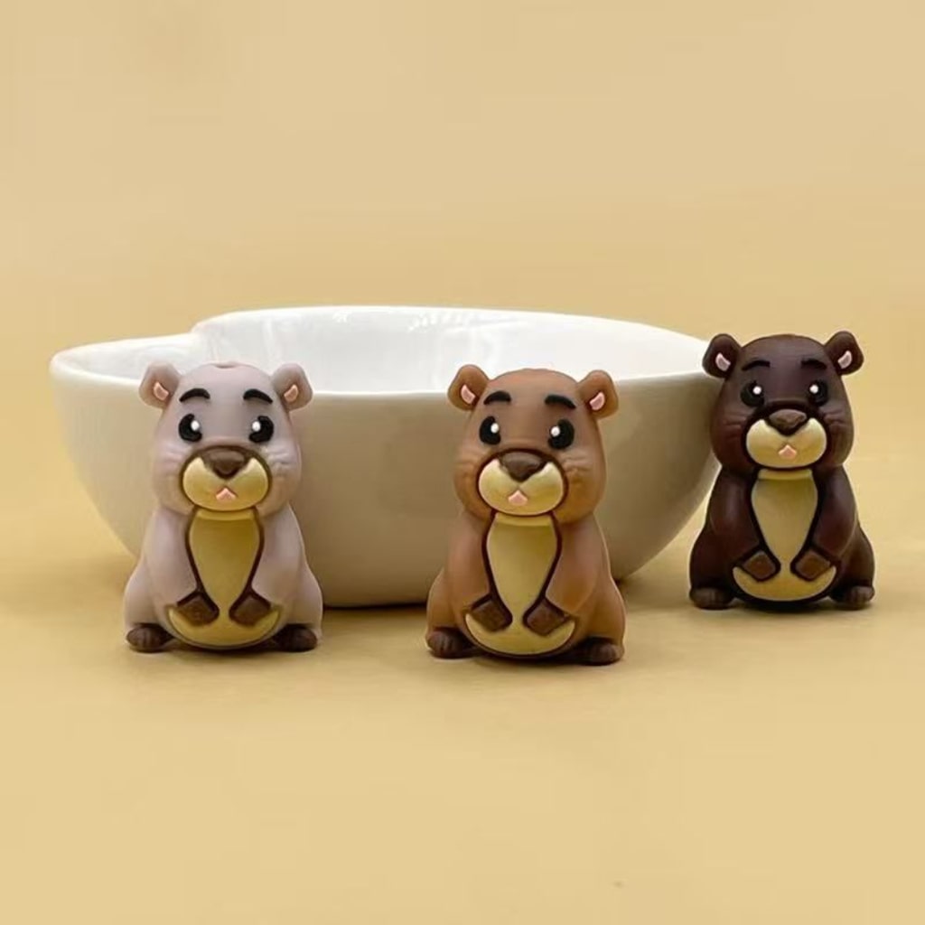 Adorable 3D Beaver Silicone Focal Beads – Unique Caster Fiber Design for a Playful Touch