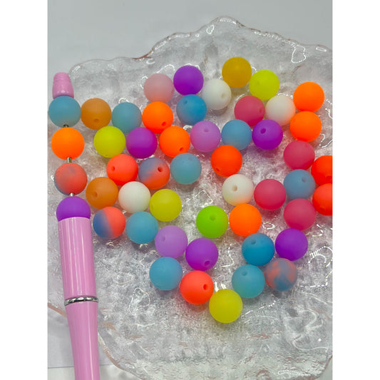 Glow in the Dark Luminous Neon Color Silicone Beads, Size 12mm, Round