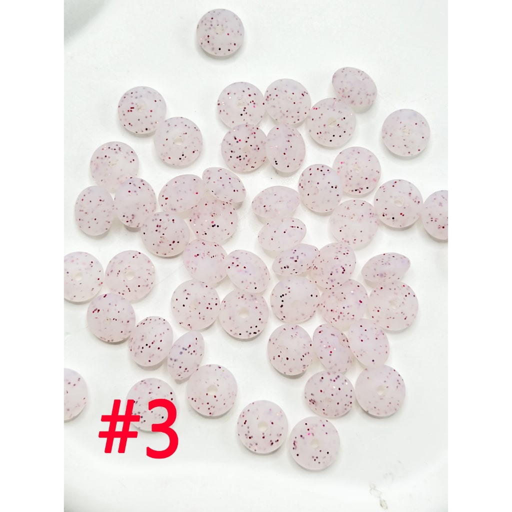 Glittery Lentil Silicone Beads Spacers Saucers, 12MM