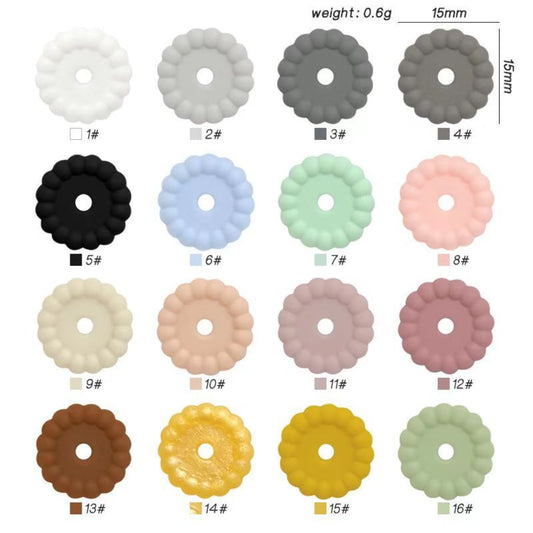 Flat Silicone Focal Beads in Coin Shape with Pumpkin Stripes and Multi-Color Design, 15MM