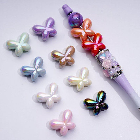 Luminous UV Coating Acrylic Beads with Shiny Butterfly and Bowknot Design, 25x19MM