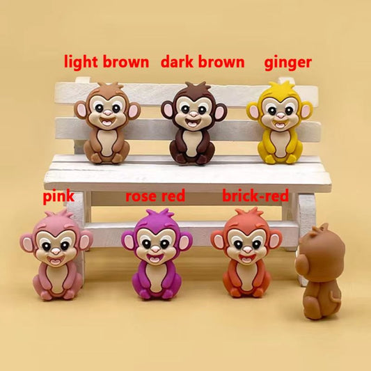 3D Little Silicone Monkeys Cute Focal Beads