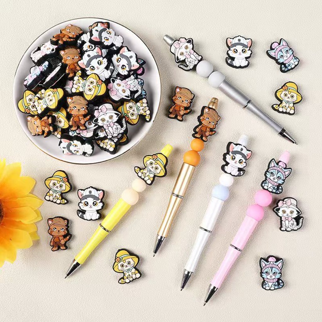 Mini Cute Cat and Kitten Series, Silicone Focal Beads