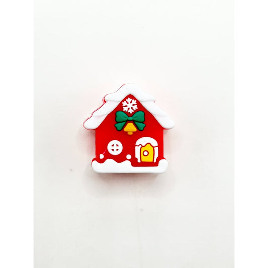 3D Snow Flower Bowknot Christmas House Silicone Focal Beads
