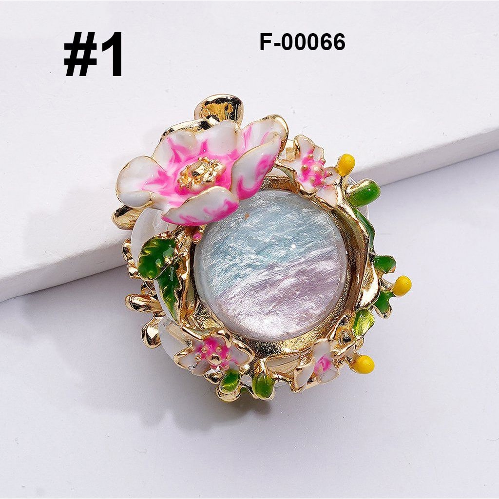 Gold Alloy Flower Charms with Large Hemispherical Rhinestones Exquisite Clay Beads,Around 28*26*24MM