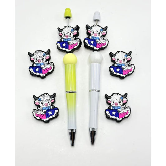 A Beautiful Dress Little Cute Cow Calf in Silicone Focal Beads