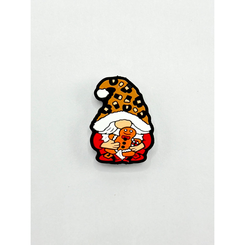 Christmas Jaguar Print Hat  with Cute Gnome Gingerbread Silicone Focal Beads