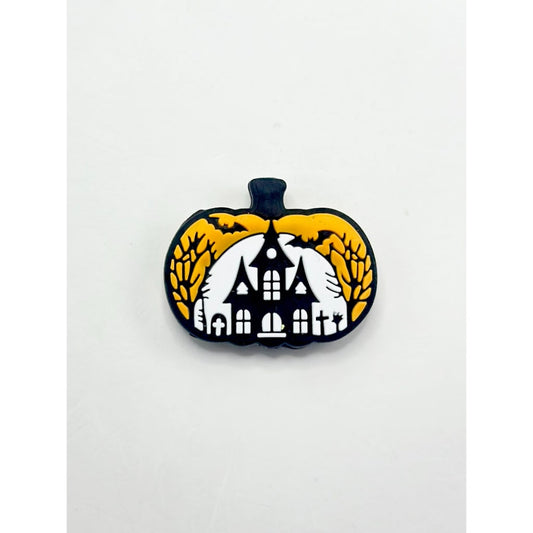 Halloween Pumpkin School House Bat Tree Silicone Focal Beads