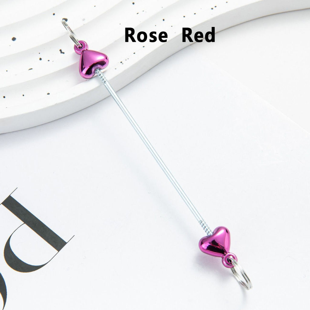 DIY Metal Beadable Keychain Bars with Heart Design for Keychain Accessories, Metallic Colors, 89MM