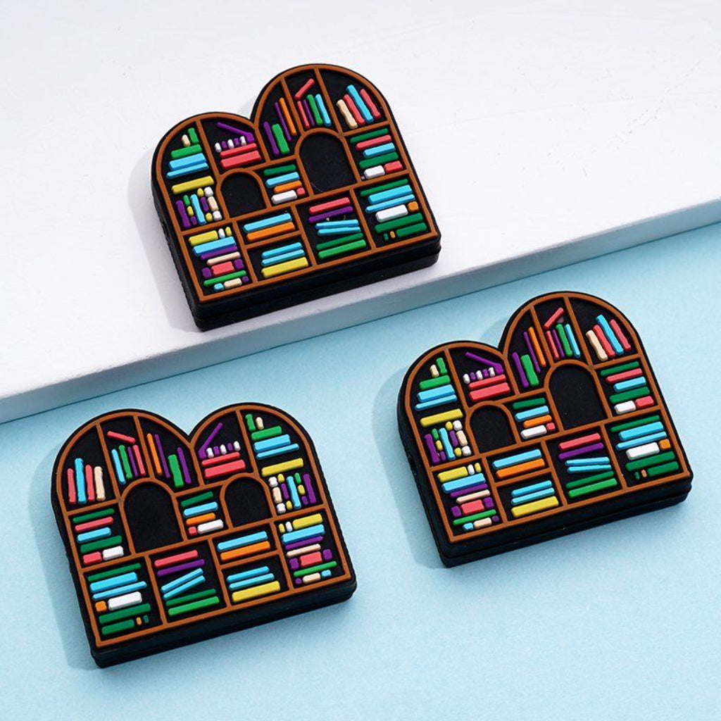 Mini Bookracks Cute Bookshelves Silicone Focal Beads