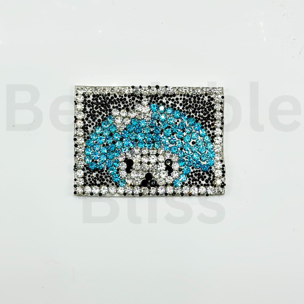 DIY Bling Bling Adorable Character Wraps Tapes with Clear Blue Rhinestone Mini Black Balls for Pen, 78 Small Pieces in 1 Sheet, Please Read the Description