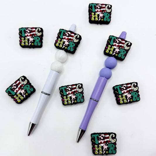 Teacher School Rectangle Colorful Silicone Focal Beads
