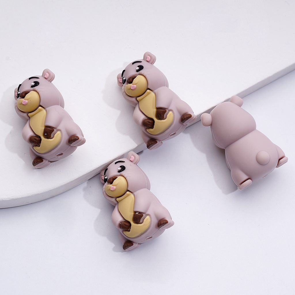 Adorable 3D Beaver Silicone Focal Beads – Unique Caster Fiber Design for a Playful Touch