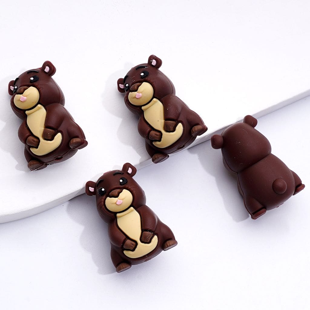 Adorable 3D Beaver Silicone Focal Beads – Unique Caster Fiber Design for a Playful Touch