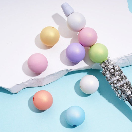 Colorful Round Glossy Acrylic Beads, 16MM, Random Mix