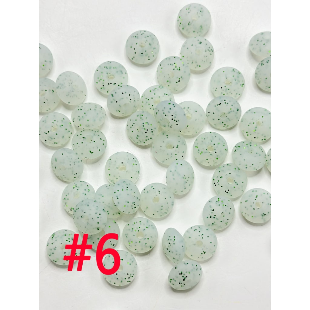 Glittery Lentil Silicone Beads Spacers Saucers, 12MM