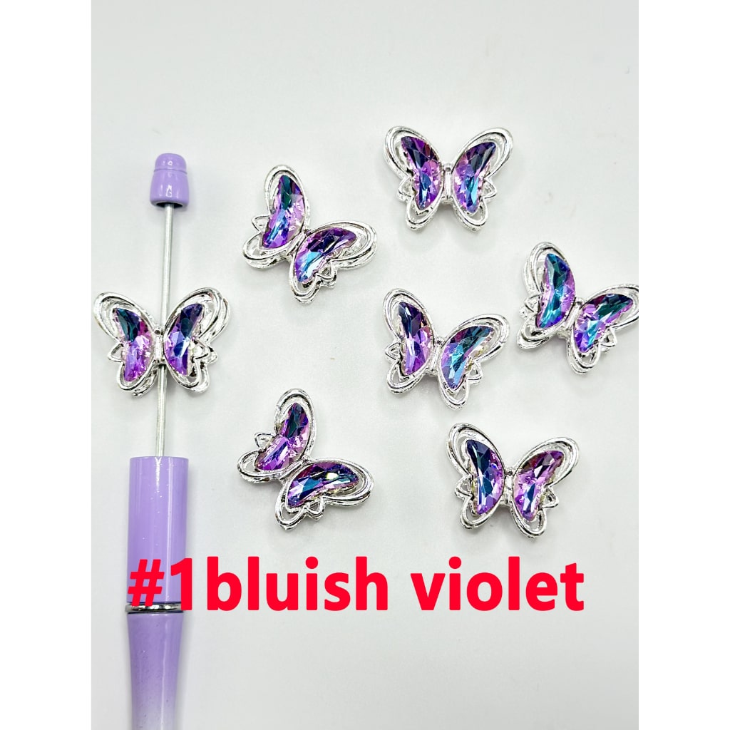 Cute Silver Alloy Metal Bling Bling Butterfly Rhinestone Acrylic Beads, 26*21MM