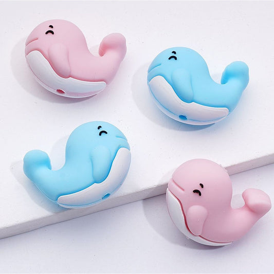 Vibrant 3D Blue Whale Silicone Beads – Adorable Ocean-Themed Focal Accent
