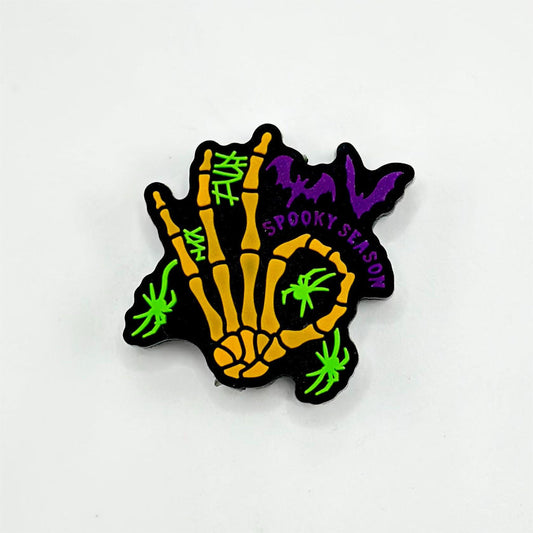 Skull Hand and Green Spider Purple Bat Spooky Season Skeleton Silicone Focal Beads
