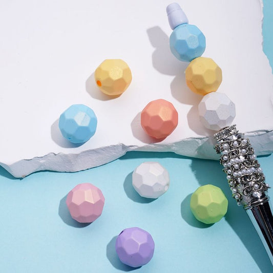 Hexagon Solid Color Acrylic Beads, 16MM, Random Mix