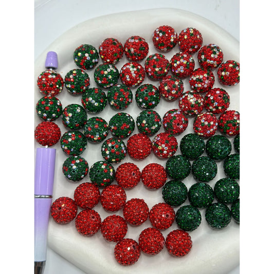 Topic Rhinestone Merry Christmas Clay Beads, 16MM