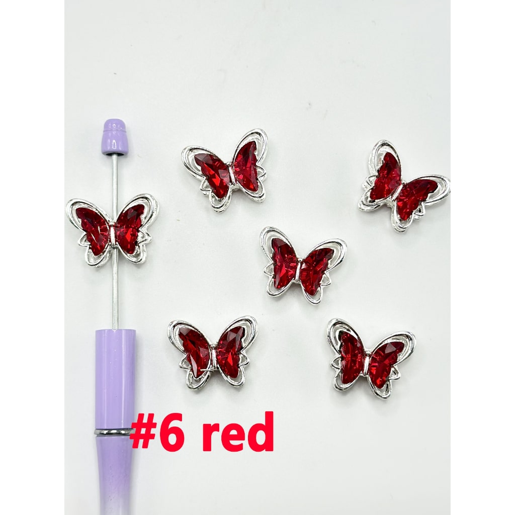 Cute Silver Alloy Metal Bling Bling Butterfly Rhinestone Acrylic Beads, 26*21MM