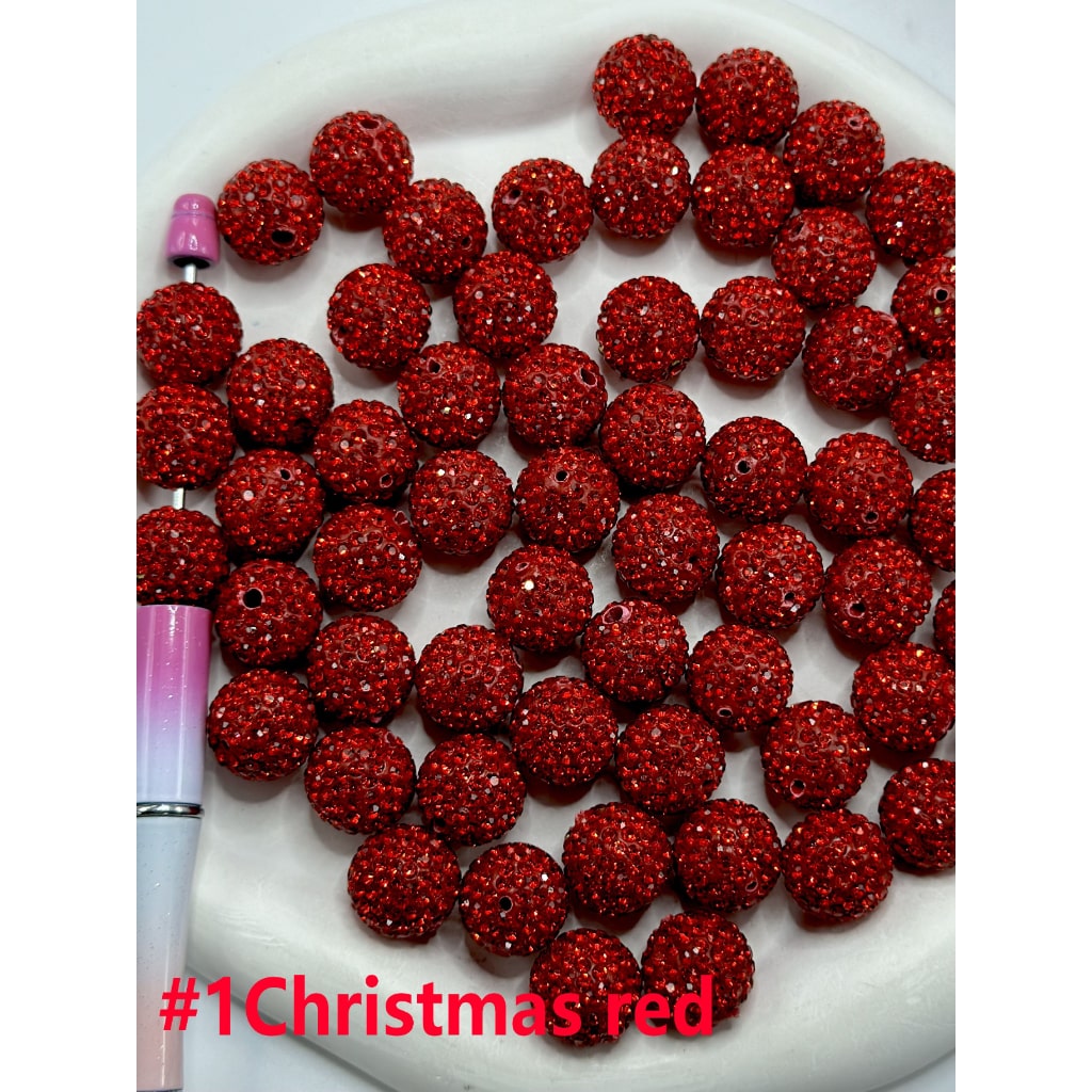 Topic Rhinestone Merry Christmas Clay Beads, 16MM