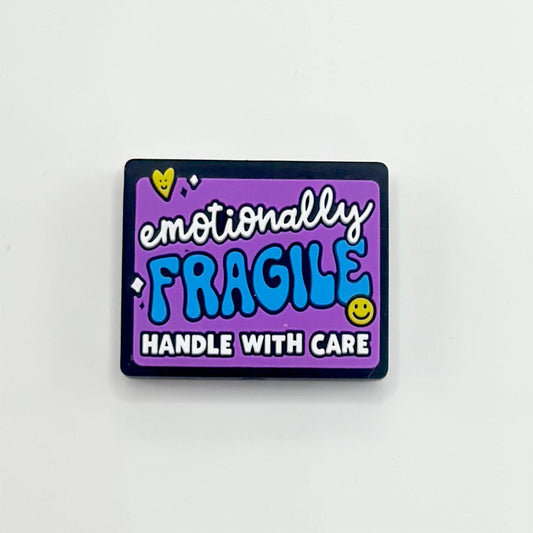 Care Rectangle Shape with Emotionally Fragile Handle Silicone Focal Beads