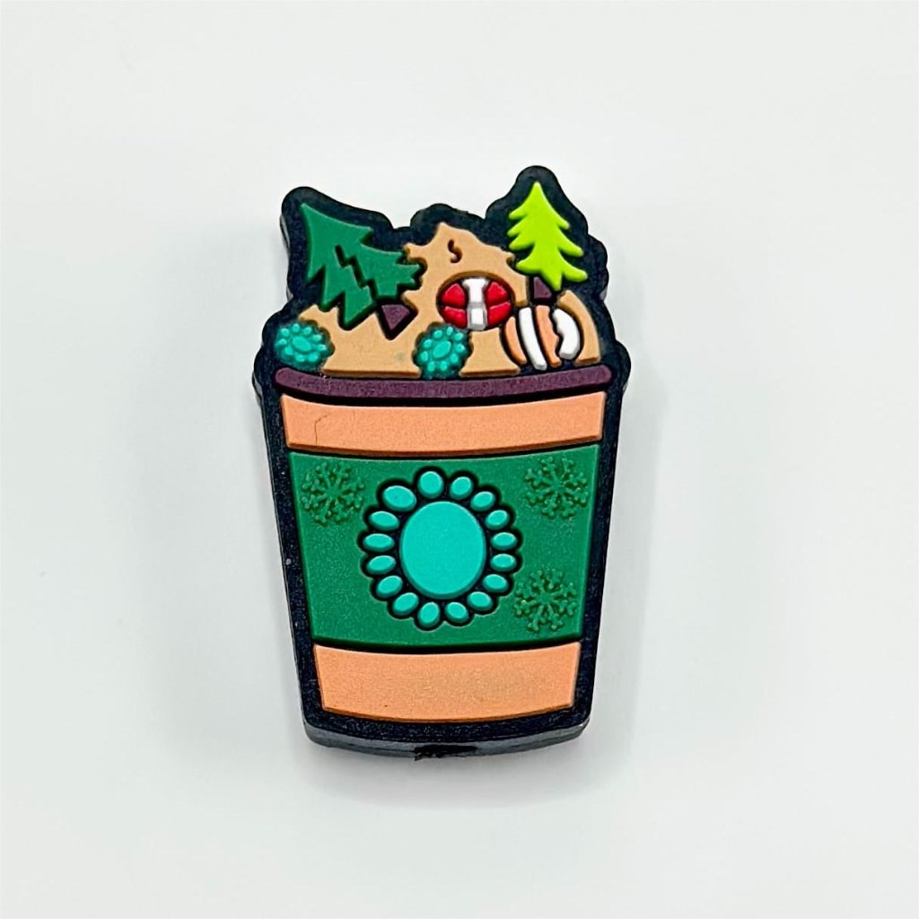 Coffee, Snowflower, Pine Tree A Cup of Drink Silicone Focal Beads