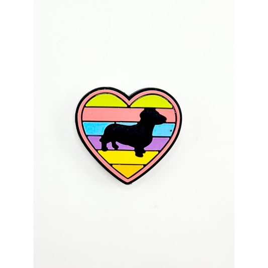 Little Black Puppy Dog with Rainbow Heart Silicone Focal Beads