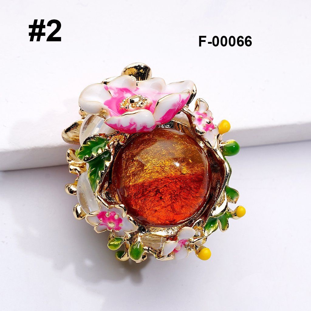 Gold Alloy Flower Charms with Large Hemispherical Rhinestones Exquisite Clay Beads,Around 28*26*24MM