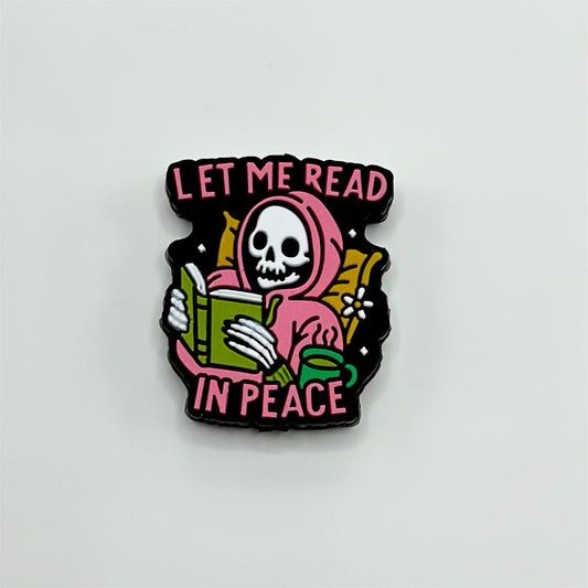 Skeleton Skull 'Let Me Read In Peace' Silicone Focal Beads